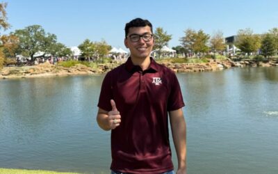 omar mireles in front of aggie park